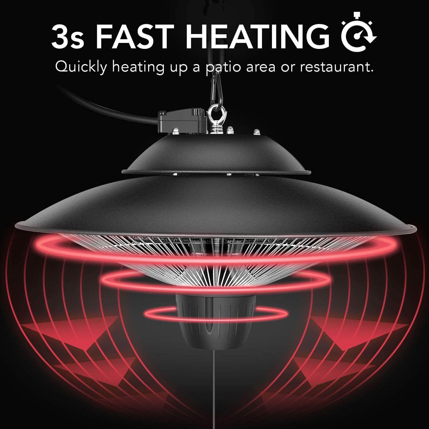 Hanging Patio Heater / Ceiling-Mounted Infrared Space Heater / Outdoor&Indoor Electric Heater with 2 Adjustable Modes 600W/1500W