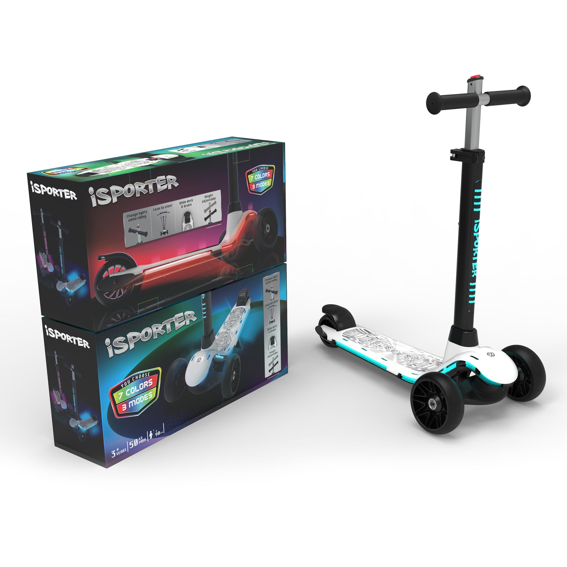 Scooters for Kids 3 Wheel/Boys and Girls Scooter with Light Up Wheels, Foldable & Adjustable, Anti-Slip Deck