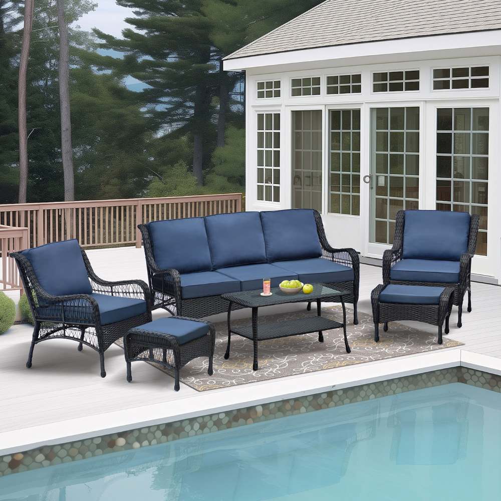 Elevate Your Outdoor Bliss with Our Luxurious Wicker Patio Sofa Set!