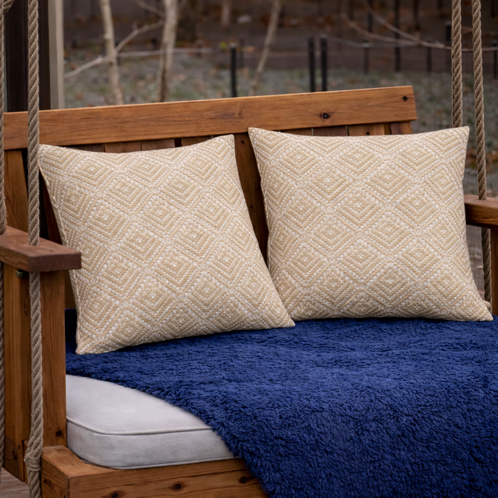 2 Pack Outdoor Throw Pillows, 18*18IN Waterproof and Fade Resistant Patio Mat for Garden, Porch, Poolside Furniture - Soft and Comfortable Decorative Pillow Cover