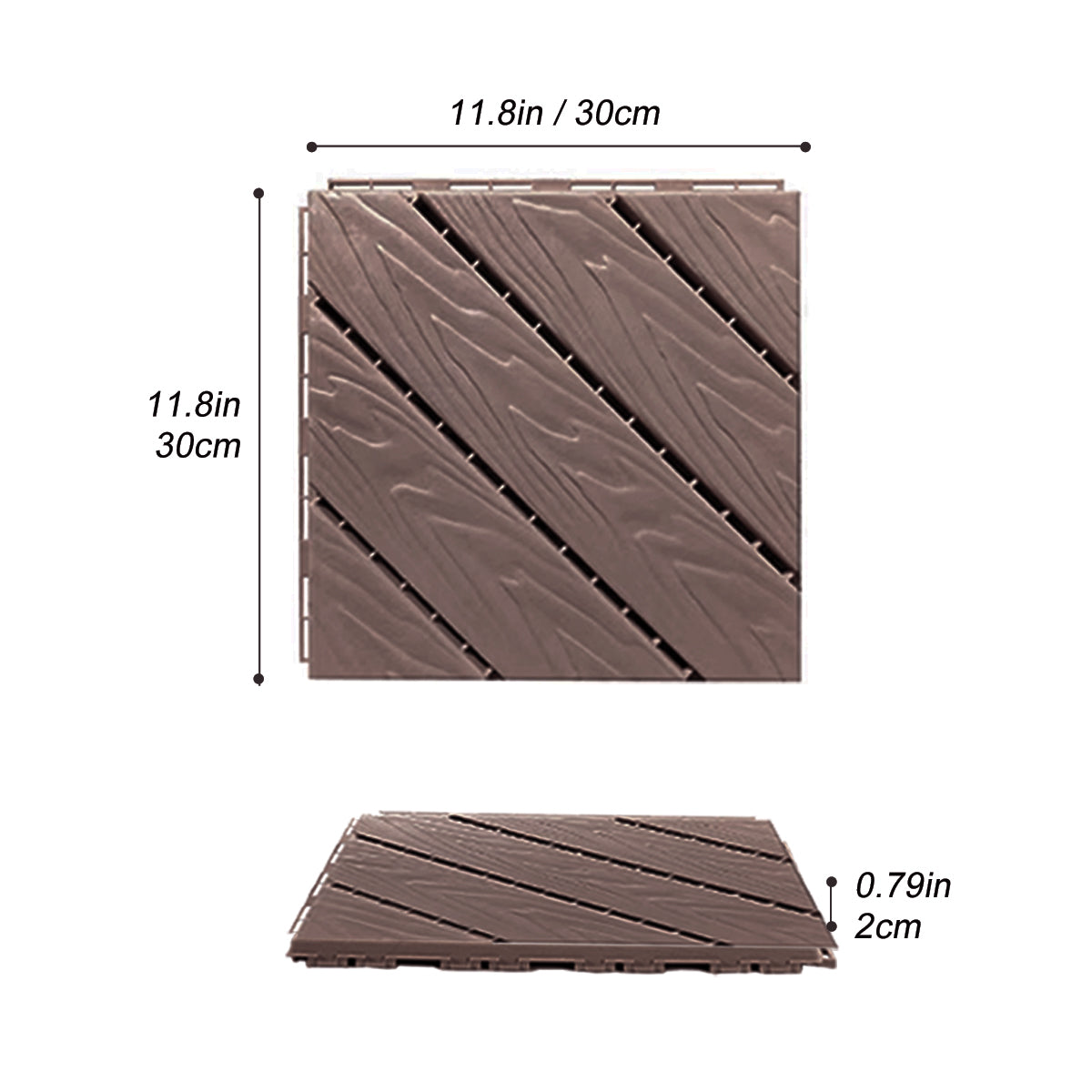 Plastic Composite Patio Tiles 35-Piece Set, Composite Patio Rust-Resistant, Waterproof, Weatherproof, Easy to DIY and Maintain, Great for Patio, Balcony, Roof, Terrace, Indoor and Outdoor, 12x12i Light Coffee