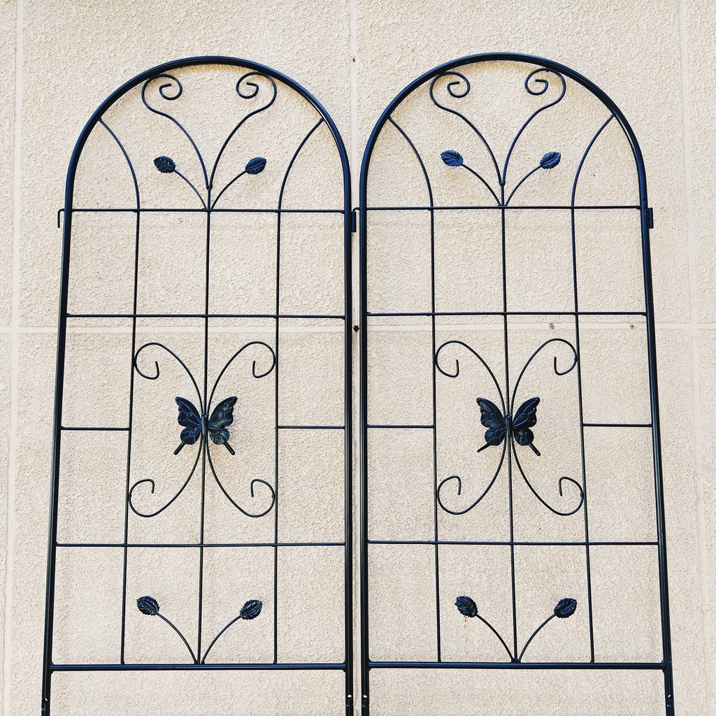 2 Pack Metal Garden Trellis 86.7" x 19.7" Rustproof Trellis for Climbing Plants Outdoor Flower Support Cream