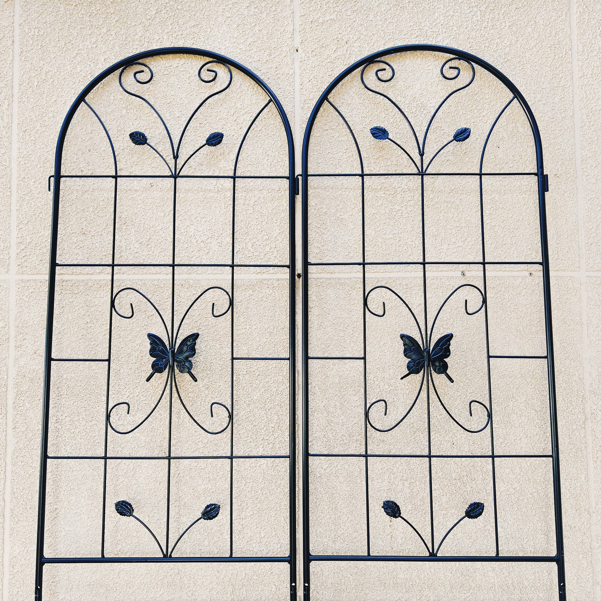 2 Pack Metal Garden Trellis 86.7" x 19.7" Rustproof Trellis for Climbing Plants Outdoor Flower Support Cream