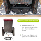 Arttoreal Outdoor Wicker Swivel Recliner Chair, 360° Rotating Patio Recliner