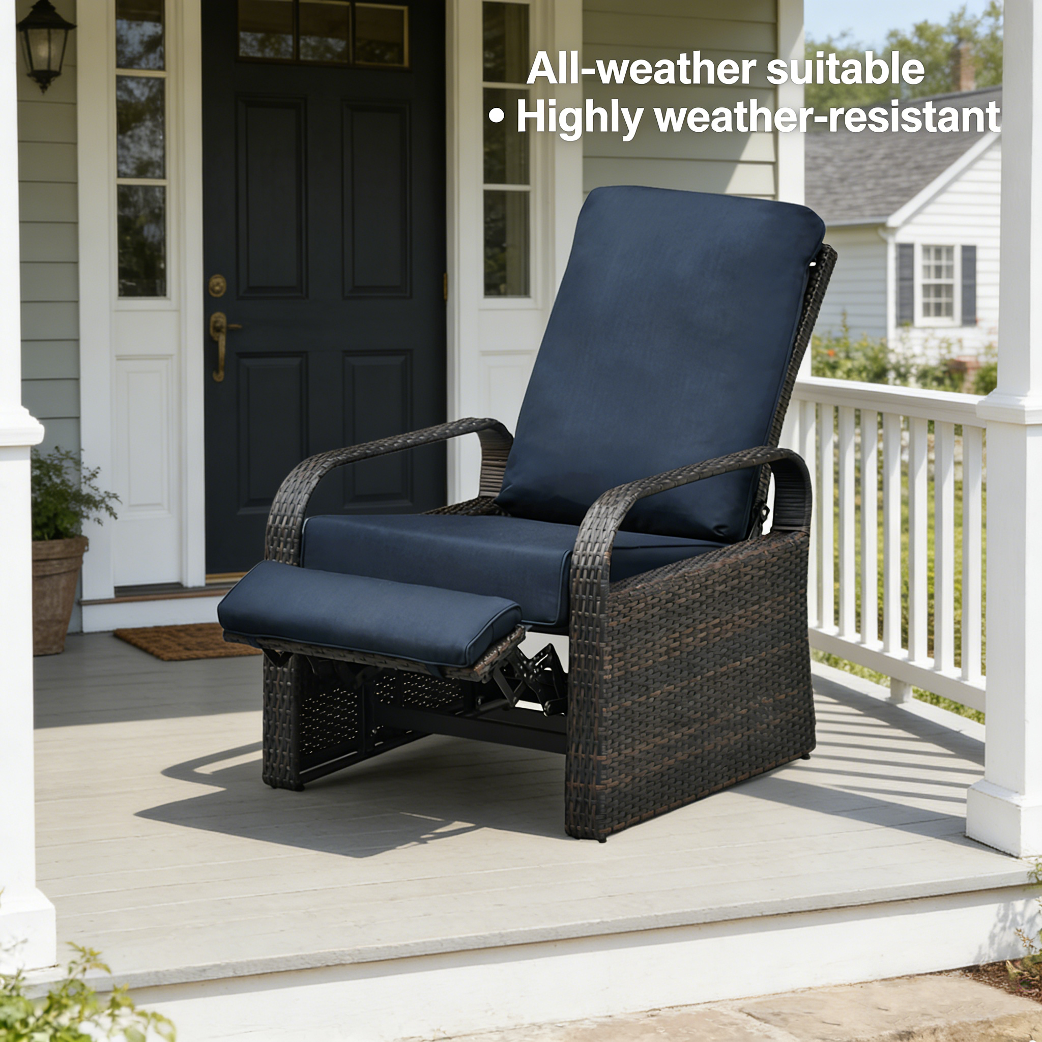 Arttoreal Outdoor Recliner Lounge Chair for Patio & Poolside – Premium Wicker Rattan Chair with Cushion and Adjustable Backrest(350 lbs Capacity)