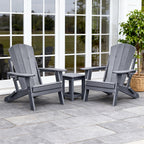 3-piece folding Adirondack chair set with cushions, patio fireplace chair, outdoor weather-resistant chair, with cup holder and coffee table, suitable for patio, backyard, and garden.