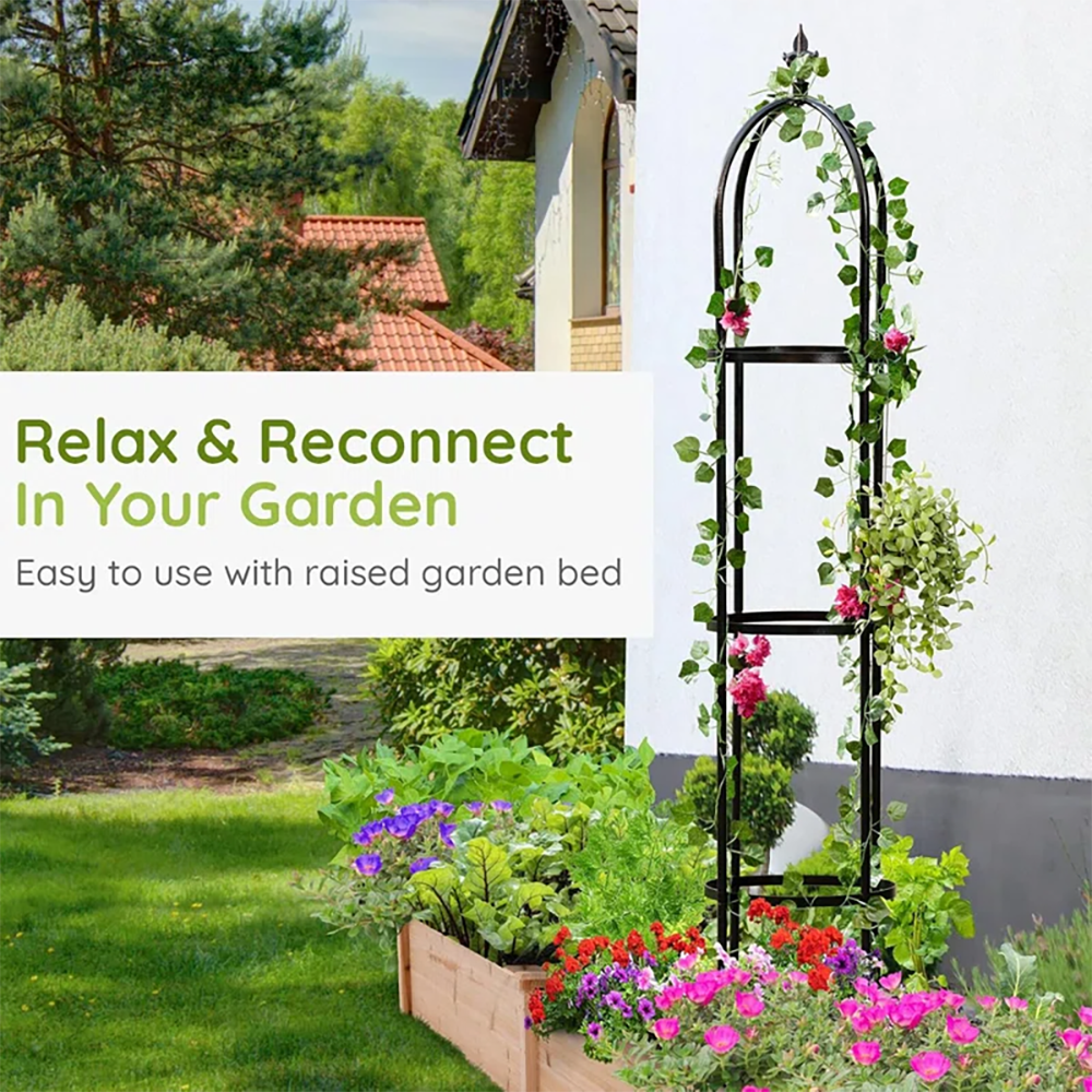 Outdoor Garden Obelisk Trellis for Climbing Plants and Flowers Stands/Plant Support Black Lightweight Plant Tower