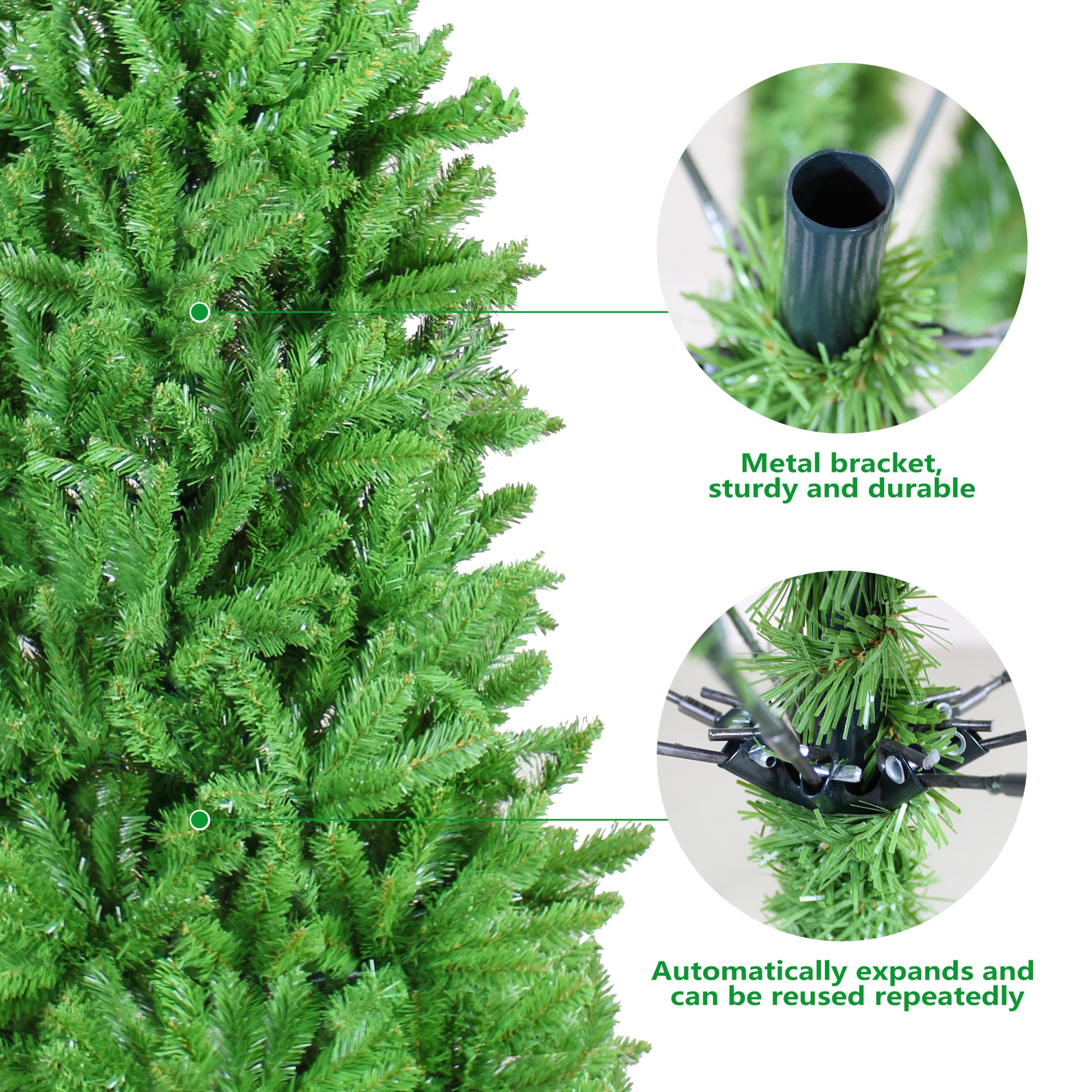6FT Slim Pencil Christmas Tree 754 Tips, Artificial Xmas Tree for Christmas & Halloween Decor