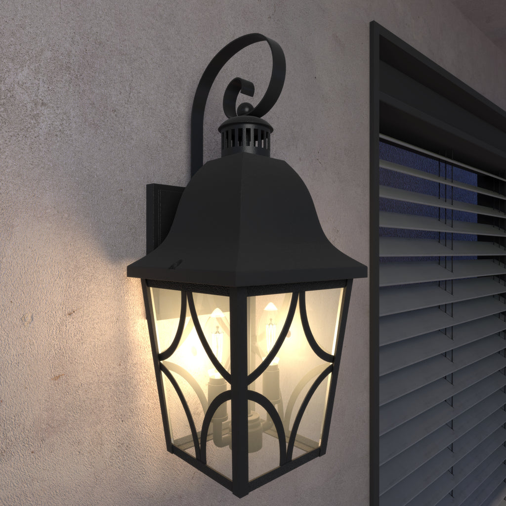 2 Pack Outdoor Wall Light Fixtures, Waterproof Exterior Wall Light Porch Light, Matte Black Outdoor Wall Light with Clear Glass, Outdoor Wall Light for House, Garage, Front Door