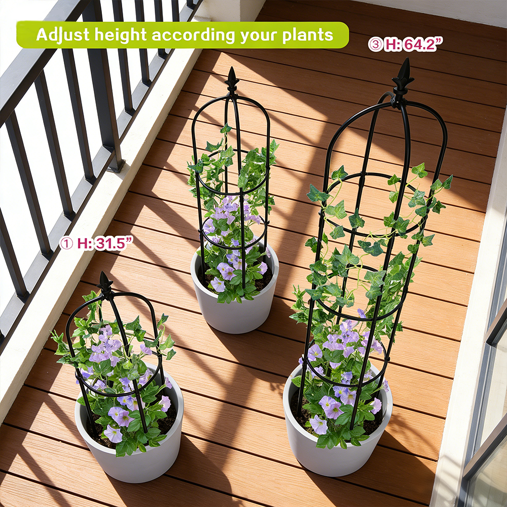 Outdoor Garden Obelisk Trellis for Climbing Plants and Flowers Stands/Plant Support Black Lightweight Plant Tower