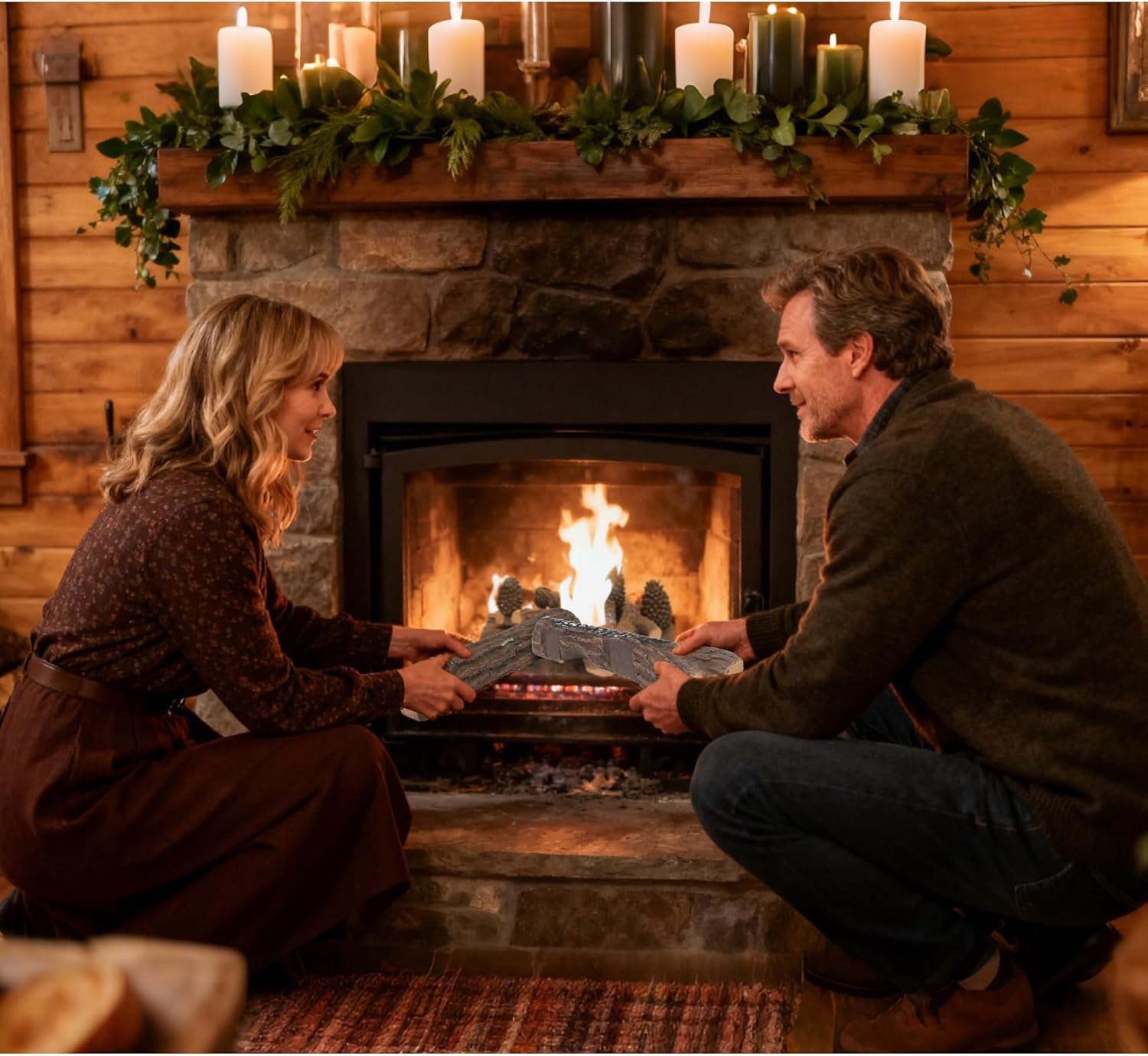 Arttoreal Fireplace Logs Ceramic Woods / Ceramic Logs / Fire pit Logs Set of 9