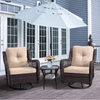 Outdoor Resin Wicker Swivel Rocker Patio Chair / 360-Degree Swivel Rocking Chairs and Tempered Glass Top Side Coffee Table (3 pcs)