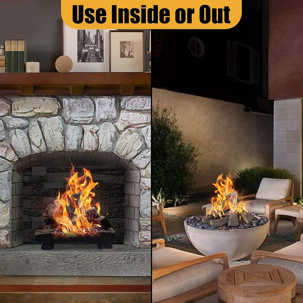 Arttoreal 10PCS Large Gas Fireplace Logs,Ceramic Wood Fire Pit Logs Decorations Indoor and Outdoor