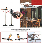 Arttorael 1500W Electric Patio Umbrella Heater – Foldable Infrared Parasol Heater