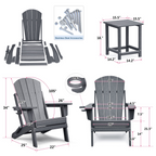 3-piece folding Adirondack chair set with cushions, patio fireplace chair, outdoor weather-resistant chair, with cup holder and coffee table, suitable for patio, backyard, and garden.