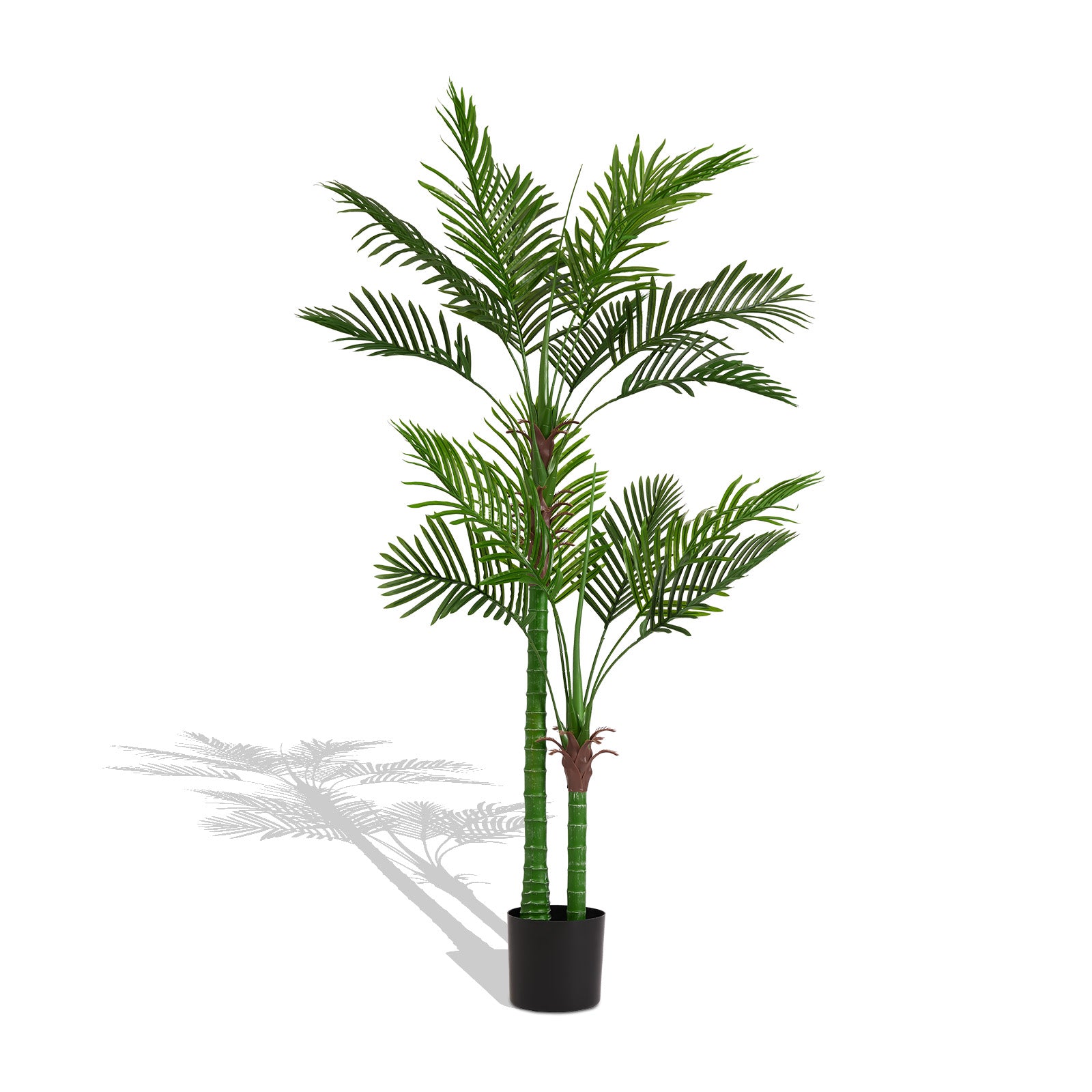 Artificial Golden Cane Palm Tree, 180cm Tall Faux Areca Palm Plant in Pot for Indoor or Outdoor Home and Office Decor, Adjustable Trunk,