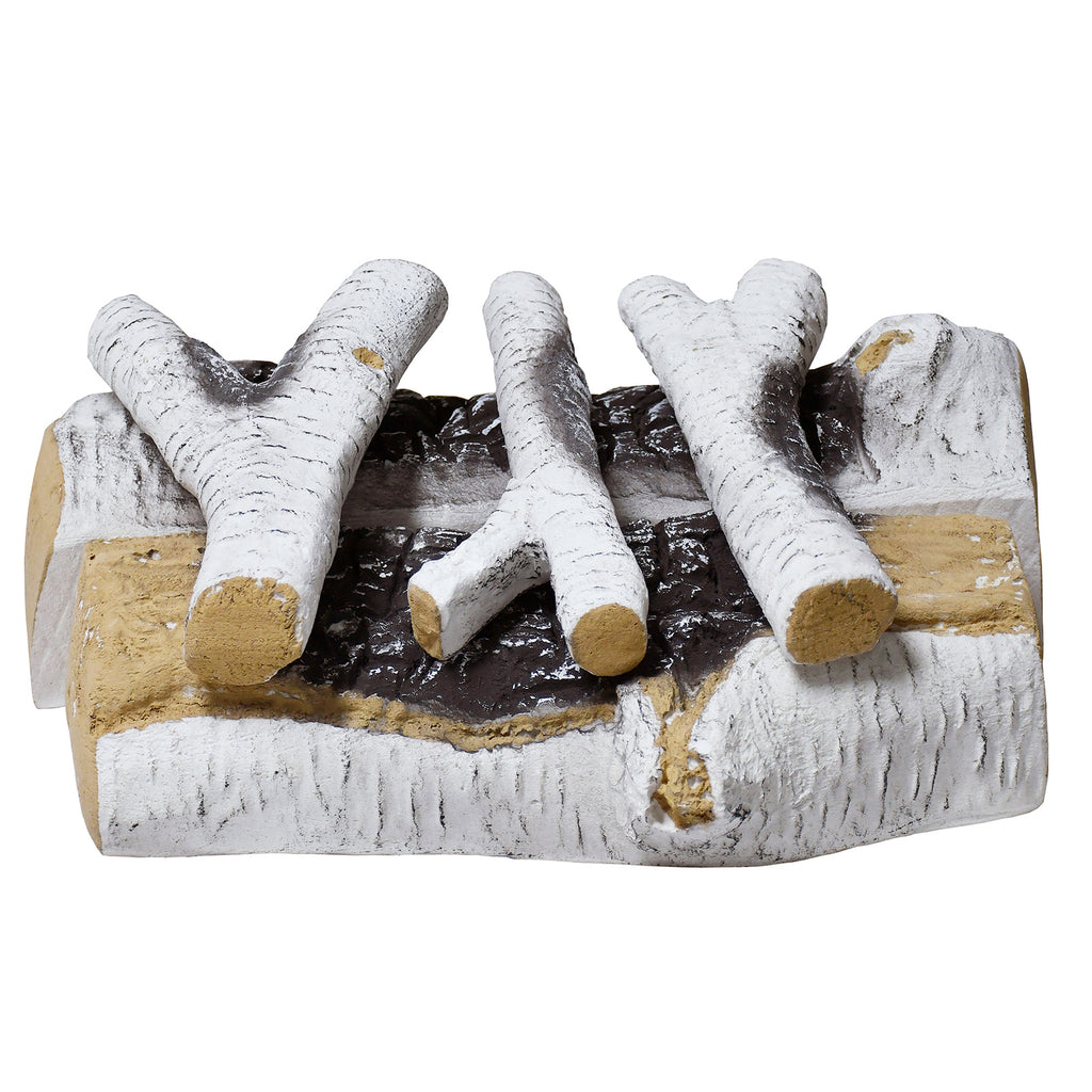 Arttoreal 5 PCS Gas Fireplace Log Birch,Ceramic Log Sets Birch Wood Style for Firepit