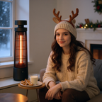 Electric Tower Space Heater with Touch Switch / Standing 1200W Infrared Patio Heater / Indoor Outdoor Portable Heater