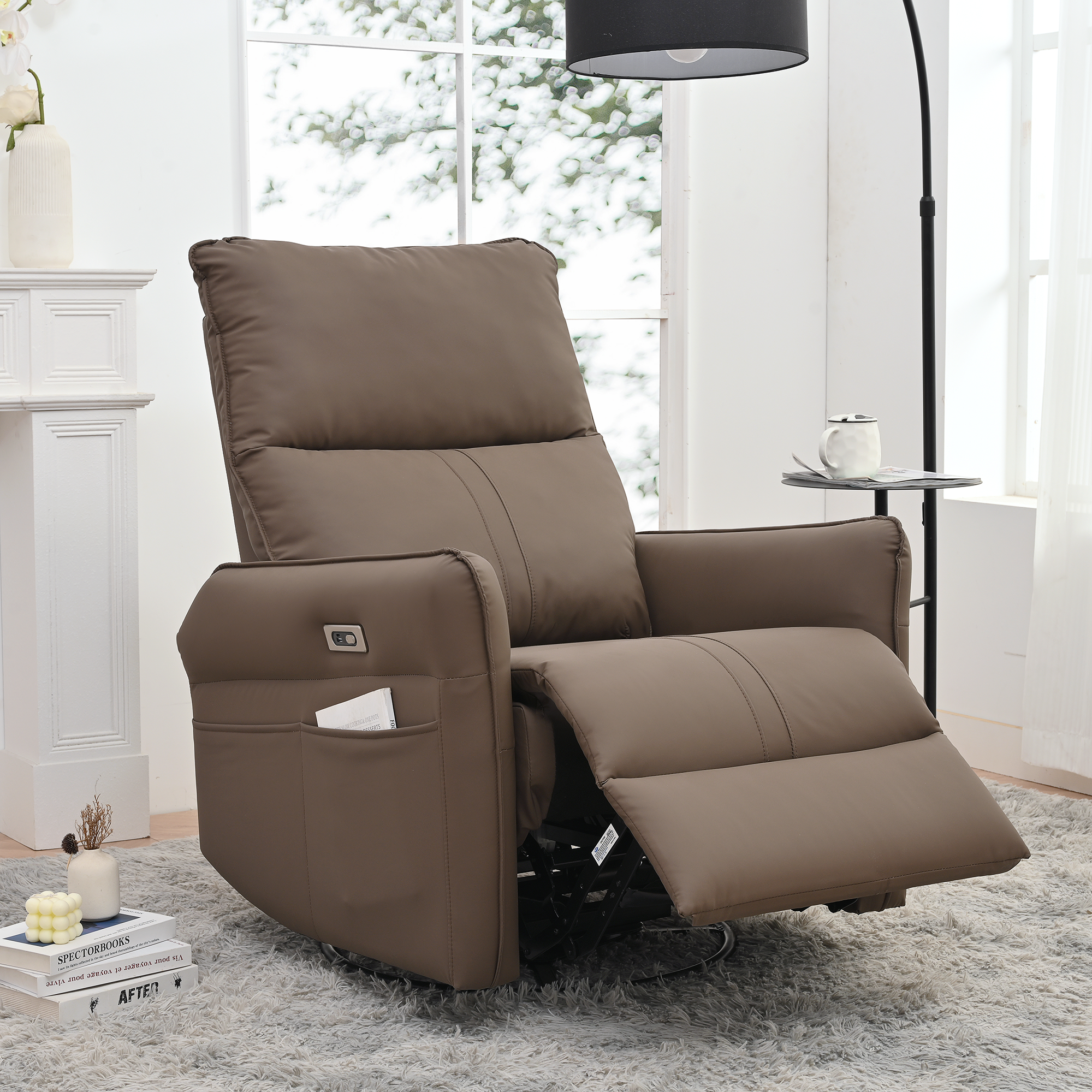 Power Swivel Rocker Recliner Chair for Adults, 270° Swivel Rocking Recliner Chair,Electric Small Recliners for Small Spaces, Single Sofa Recliner for Living Room, Bedroom