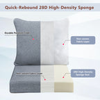 Arttoreal Outdoor Deep Seat Cushion Set, 24 x 22 x 4.3 in Seat and Back Replacement Cushions for Patio Furniture, Water-Resistant Fabric