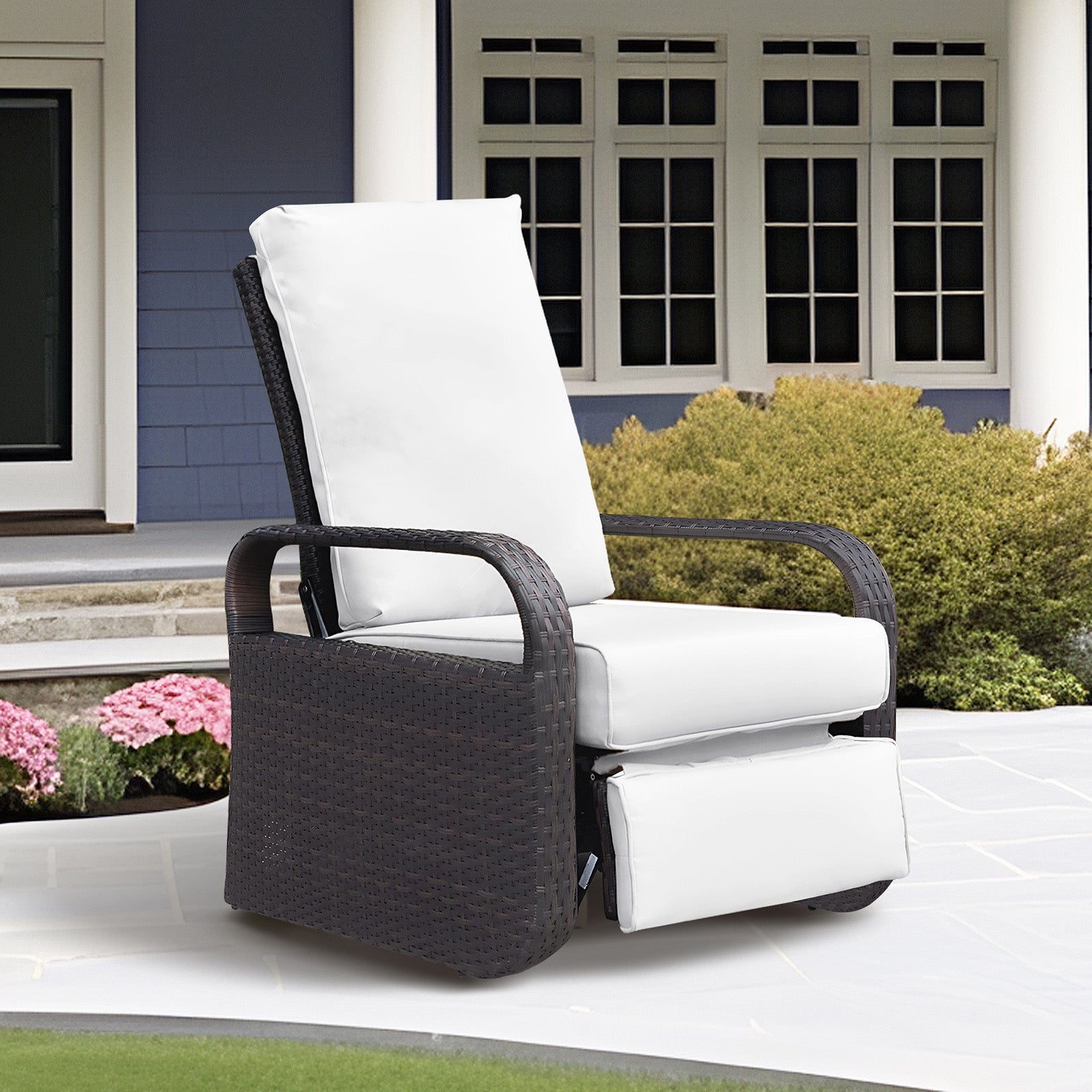 Arttoreal Outdoor Patio Furniture Adjustable Wicker Recliner / Recliner Chair with Aluminum Frame and Soft Waterproof Cushions