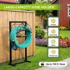 Arttoreal Freestanding Garden Hose Holder, Metal Water Hose Stand with 4 Ground Stakes, Detachable Storage Rack for Yard Lawn Patio