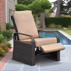Arttoreal Outdoor Recliner Lounge Chair for Patio & Poolside – Premium Wicker Rattan Chair with Cushion and Adjustable Backrest(350 lbs Capacity)