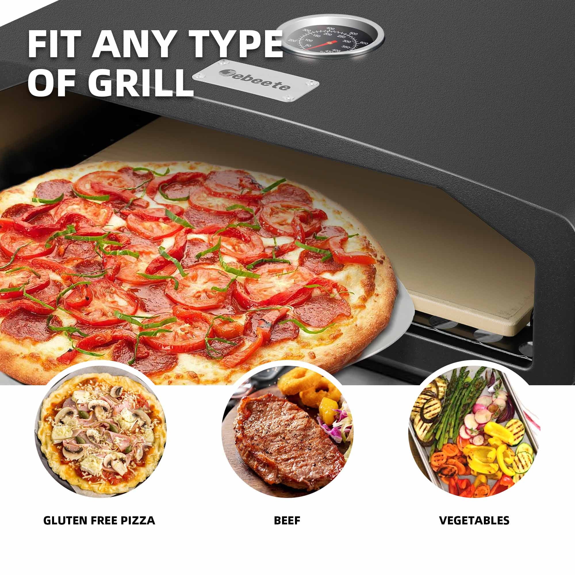 Arttoreal Portable Charcoal Pizza Oven, 15.7-inch Grill Top Outdoor Pizza Oven