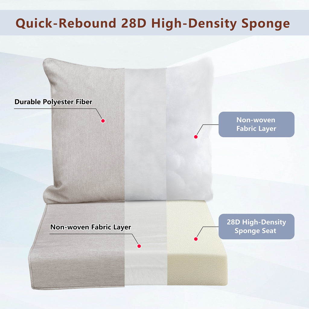 Arttoreal Outdoor Deep Seat Cushion Set, 24 x 22 x 4.3 in Seat and Back Replacement Cushions for Patio Furniture, Water-Resistant Fabric