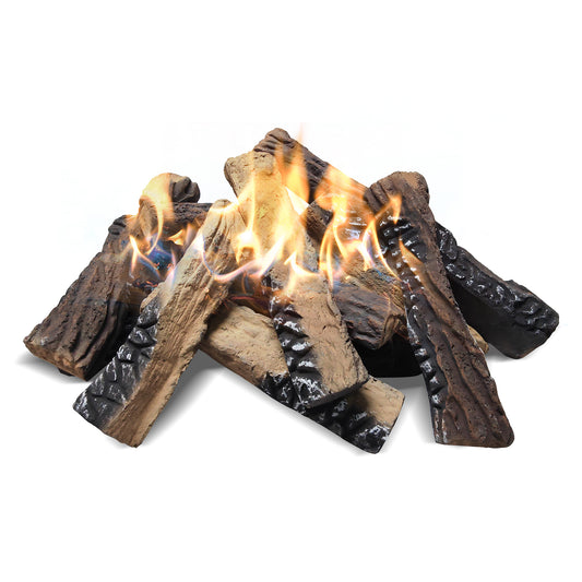 Arttoreal 10PCS Large Gas Fireplace Logs,Ceramic Wood Fire Pit Logs Decorations Indoor and Outdoor