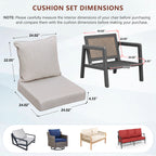 Arttoreal Outdoor Deep Seat Cushion Set, 24 x 22 x 4.3 in Seat and Back Replacement Cushions for Patio Furniture, Water-Resistant Fabric