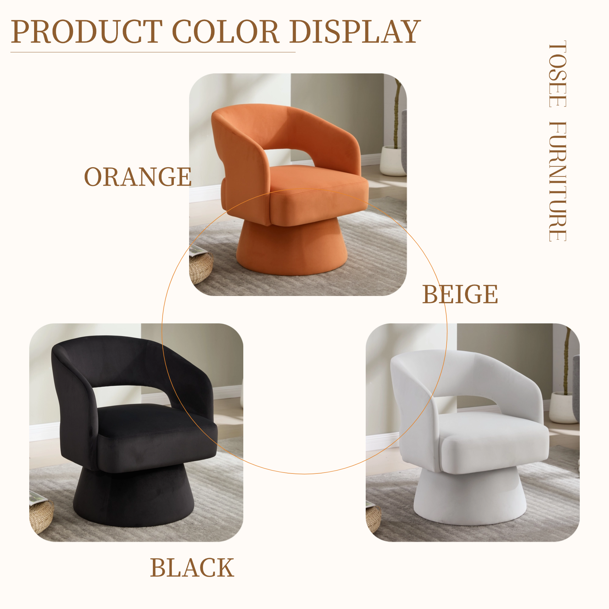 Swivel Barrel Chair, Velvet Accent Armchair 360 Degree Swivel Club Chair for Living Room Bedroom Reception Room