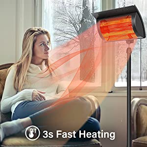 Patio Standing Infrared Space Heater, Energy Saving Heater with Overheat Protection, Power 750W/1500W Waterproof Heater for Indoor Balcony, Courtyard