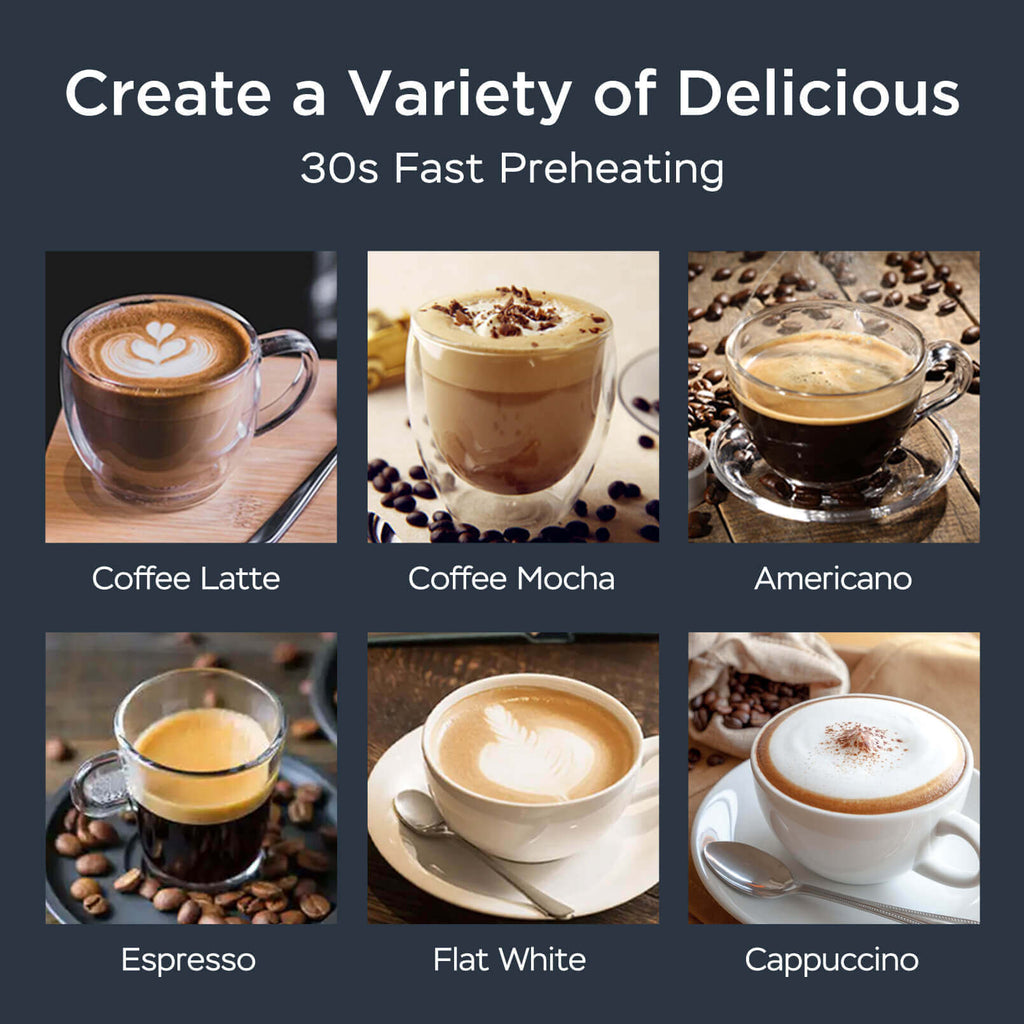 Espresso Machine / 20 Bar Coffee Machine with Milk Frother Steam Wand / Latte & Cappuccino Home Maker with ESE Filters, Stainless Steel