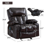 Arttoreal Rocking Chair Recliner Chair with Massage and Heating / Single Sofa Lounge Chair for Living Room with 2 Cup Holders and Side Pocket