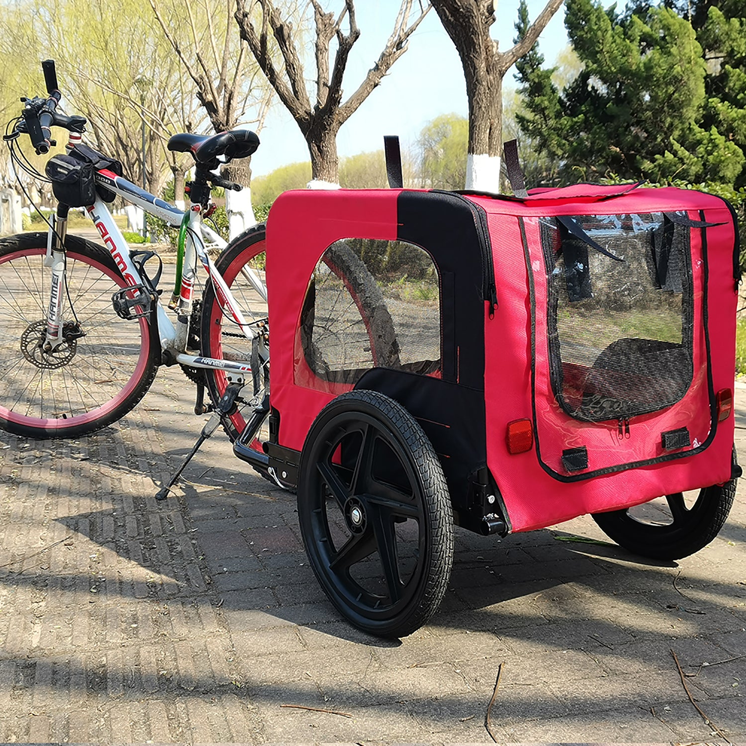 Pet Bike Trailer Dog Cart for Bicycle,Suitable for Small and Medium Pets, Easy Folding Cart Frame, Quick Release Wheel, Non-Slip Floor, Internal Leash