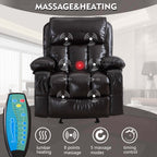 Arttoreal Rocking Chair Recliner Chair with Massage and Heating / Single Sofa Lounge Chair for Living Room with 2 Cup Holders and Side Pocket