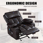 Arttoreal Rocking Chair Recliner Chair with Massage and Heating / Single Sofa Lounge Chair for Living Room with 2 Cup Holders and Side Pocket