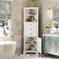 Triangle Tall Cabinet with 3 Drawers and Adjustable Shelves for Bathroom, Kitchen or Living Room, MDF Board with Painted Finish