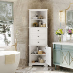 Triangle Tall Cabinet with 3 Drawers and Adjustable Shelves for Bathroom, Kitchen or Living Room, MDF Board with Painted Finish