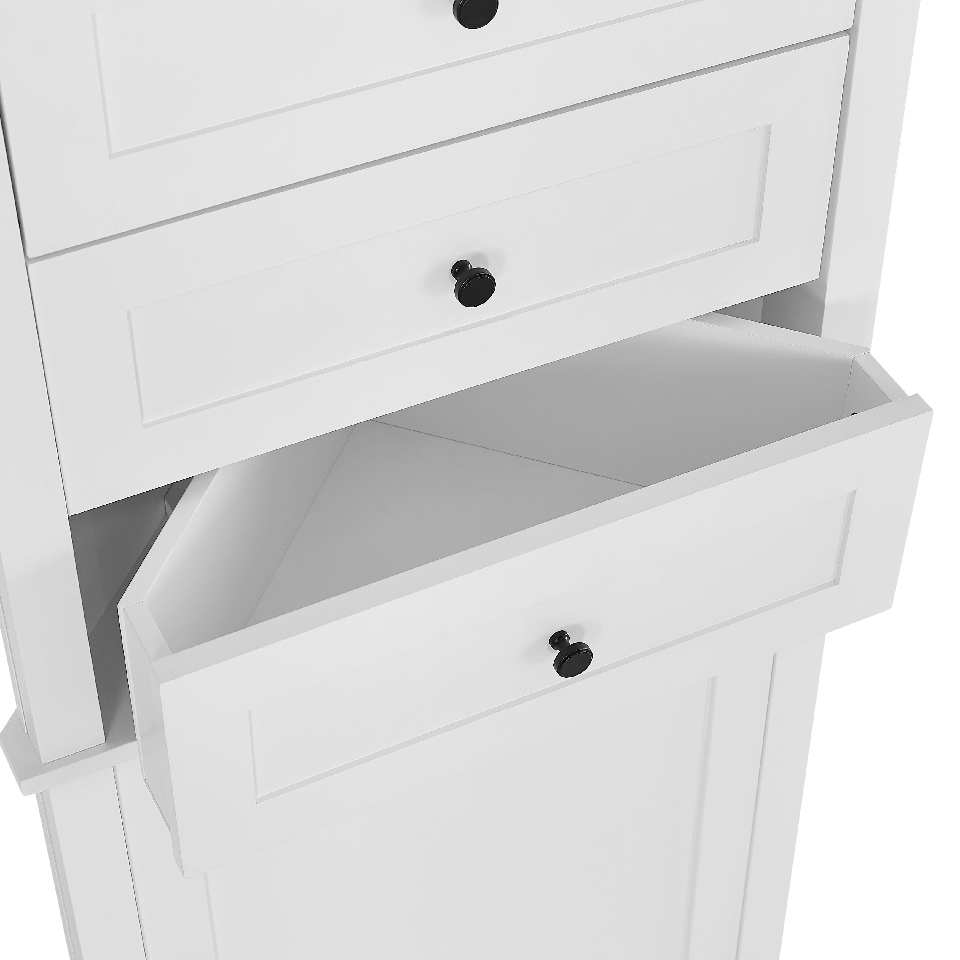 Triangle Tall Cabinet with 3 Drawers and Adjustable Shelves for Bathroom, Kitchen or Living Room, MDF Board with Painted Finish