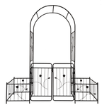 Metal Garden Arch with Gate 79.5'' Wide x 86.6'' High Climbing Plants Support Rose Arch Outdoor Black