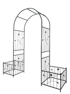 Metal Garden Arch with Gate 79.5'' Wide x 86.6'' High Climbing Plants Support Rose Arch Outdoor Black
