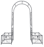 Metal Garden Arch with Gate 79.5'' Wide x 86.6'' High Climbing Plants Support Rose Arch Outdoor Black