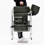 2-piece Padded Folding Outdoor Chair with Side Table and Storage Pockets,Lightweight Oversized Directors Chair for indoor, Outdoor Camping, Picnics and Fishing,Black/Grey