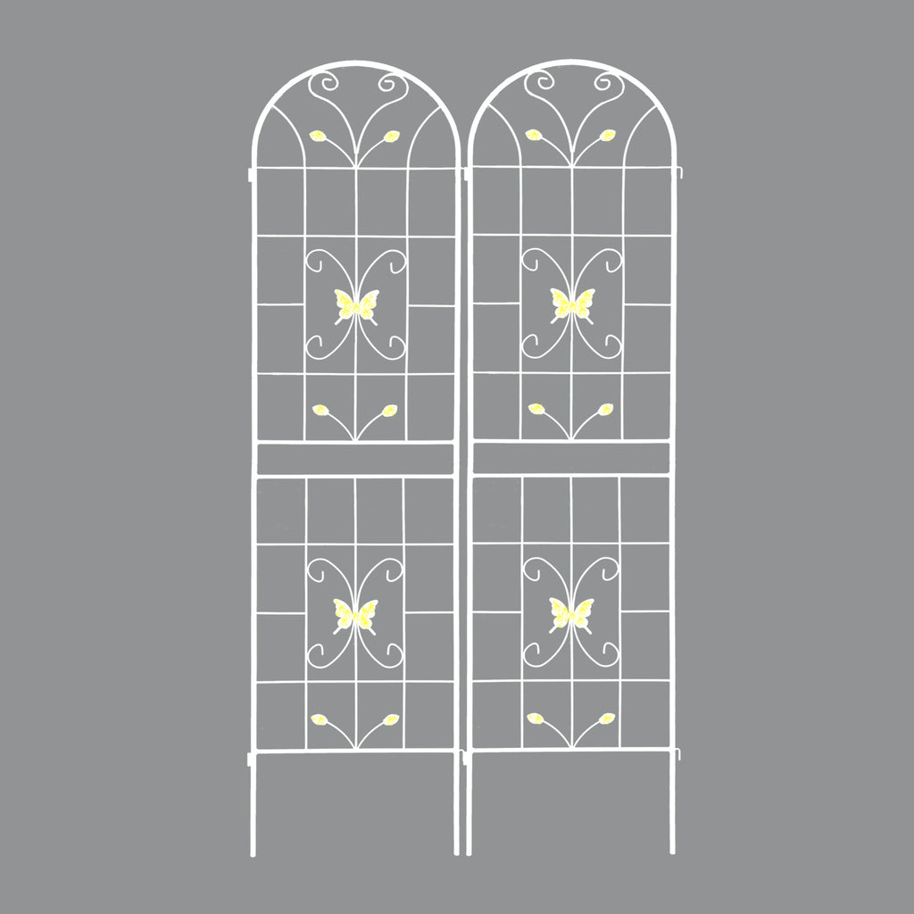 2 Pack Metal Garden Trellis 86.7" x 19.7" Rustproof Trellis for Climbing Plants Outdoor Flower Support Cream