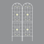 2 Pack Metal Garden Trellis 86.7" x 19.7" Rustproof Trellis for Climbing Plants Outdoor Flower Support Cream