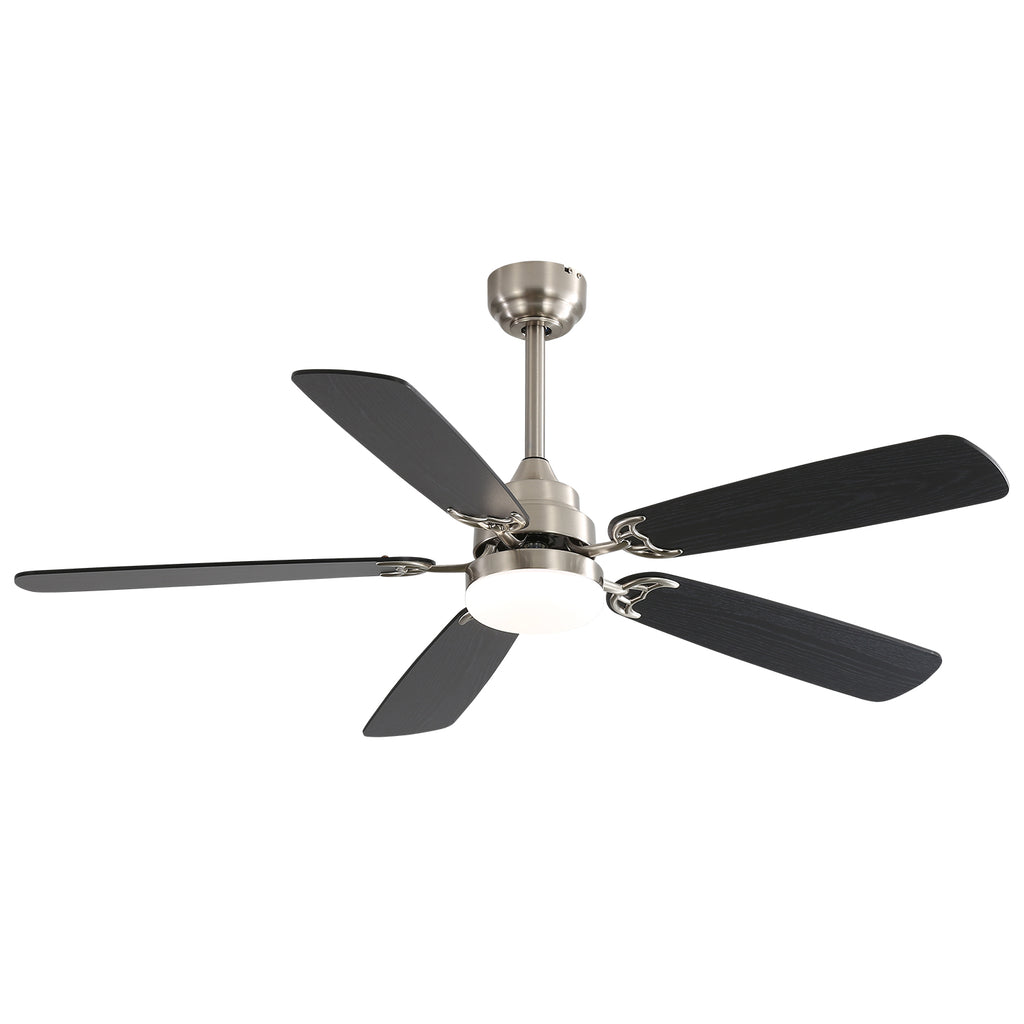 52" Ceiling Fan with LED Light, Remote, 6 Speeds, 5 Blades, DC Motor
