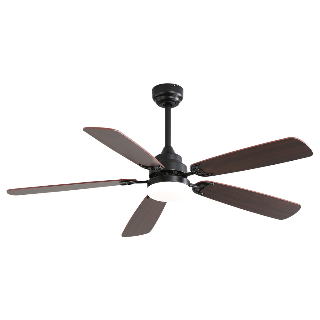 52" Ceiling Fan with LED Light, Remote, 6 Speeds, 5 Blades, DC Motor