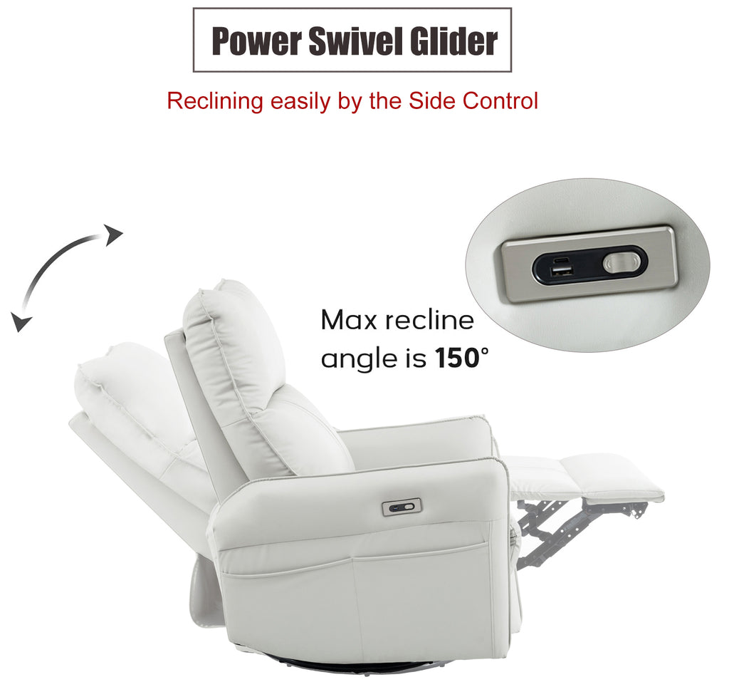 Power Swivel Rocker Recliner Chair for Adults, 270° Swivel Rocking Recliner Chair,Electric Small Recliners for Small Spaces, Single Sofa Recliner for Living Room, Bedroom